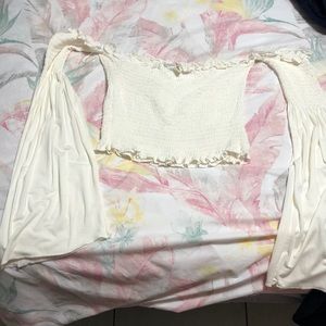 Long sleeve white crop top